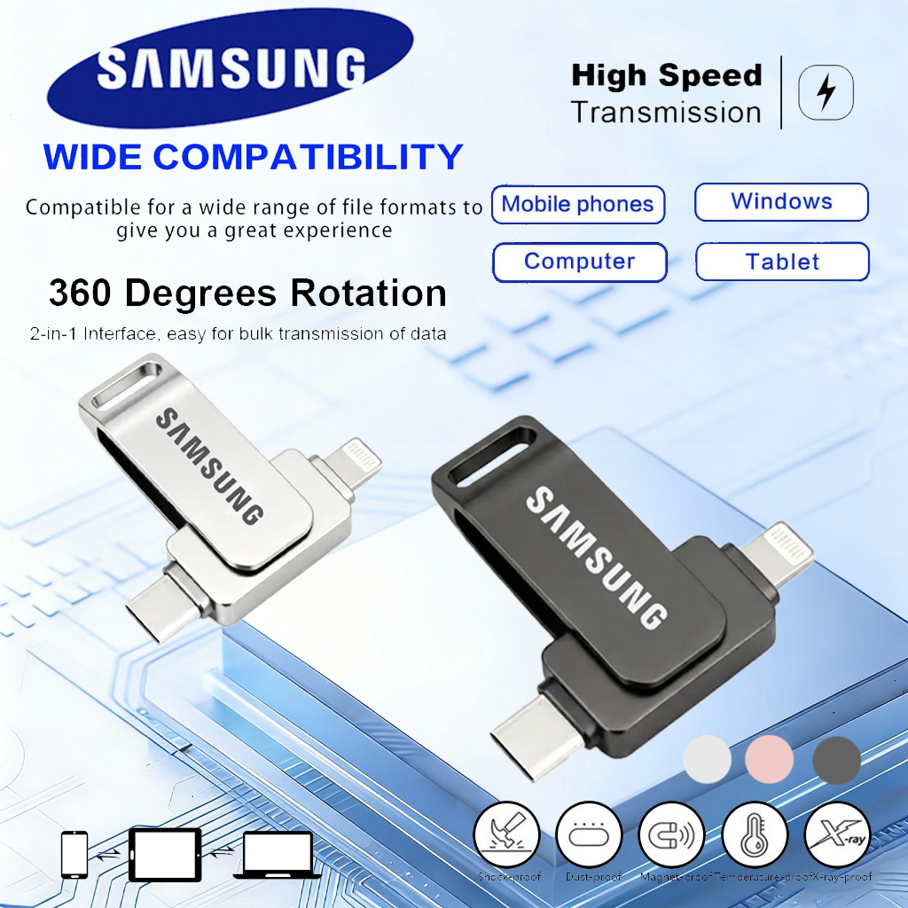 SAMSUNG รับประกัน 5 ปีSamsung U Disk Type-C + USB2in1 USB 3.2 OTG i/o/s flashdisk Pendrive สําหรับ i