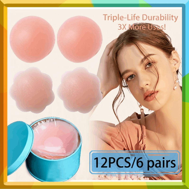 12PCS ซิลิโคนจุกนมครอบคลุม Nipplepatch ที่มองไม่เห็น Nipper สติกเกอร์สําหรับพรมสีแดง Backless แฟชั่น (3X เพิ่มเติมใช้)