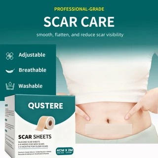 QUSTERE แผ่นแปะแผลเป็นแบบใช้ซ้ําได้ | แผ่นเจลซิลิโคน | ครอบคลุมรอยแผลเป็นที่เป็นมิตรกับผิวและระบายอากาศได้ดี แผ่นแปะสิว ลดรอยสิว