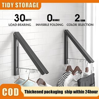 TIDY Retractable Folding Clothes Rack Clothes Organizer Wall Mounted Drying Rack Multifunction Hanger