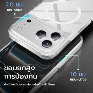 OSGEER เคสแม่เหล็กกันกระแทกโปร่งใส, เคสป้องกัน, TPU + PC เหมาะสําหรับ iPhone 11/11Pro/11Pro/14/13 /12/15/16e/17 air 18 promax