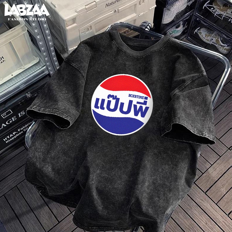 【จัดส่งจากกรุงเทพฯ】LABZAA เสื้อยืดแขนสั้นคอกลม⚡วินเทจฟอกน้ำ ลวดลายแฟชั่น สะดวกสบาย Oversized ระบายอากาศ YG458