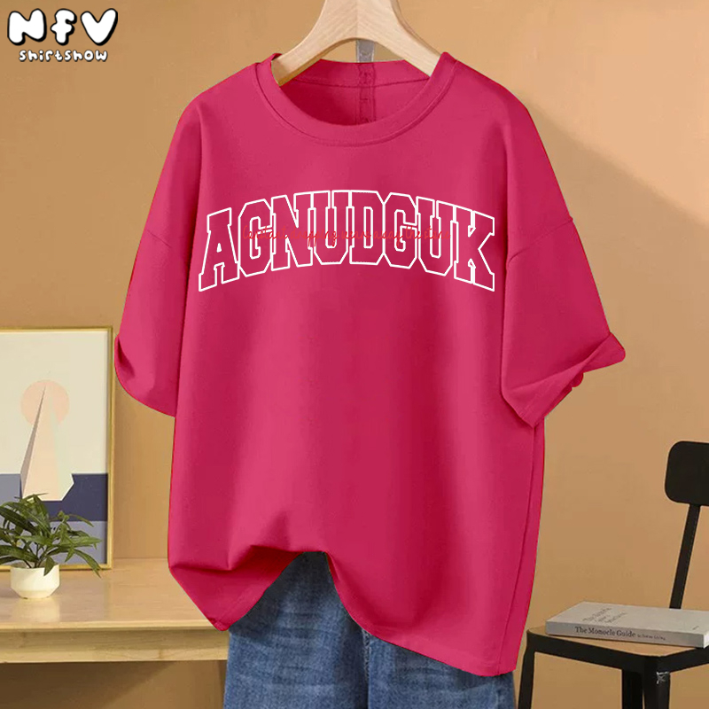 NFV เสื้อยืดแฟชั่น🎀ลายสกรีนตัวอักษร เรียบง่ายแมทช์ง่าย ขนาดใหญ่หลวม สาวอ้วน Cotton T-shirt YG3 - รูปที่ 3
