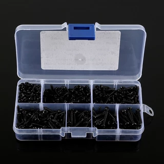 500 ชิ้น/กล่อง M3 Mini สกรู Assortment Kit - Black Pan Head Phillips Self Tapping Screw สําหรับเฟอร์นิเจอร์/PC Repair/DIY โครงการ