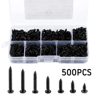 500 ชิ้น/กล่อง M3 Mini สกรู Assortment Kit - Black Pan Head Phillips Self Tapping Screw สําหรับเฟอร์นิเจอร์/PC Repair/DIY โครงการ