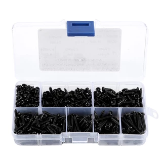500 ชิ้น/กล่อง M3 Mini สกรู Assortment Kit - Black Pan Head Phillips Self Tapping Screw สําหรับเฟอร์นิเจอร์/PC Repair/DIY โครงการ