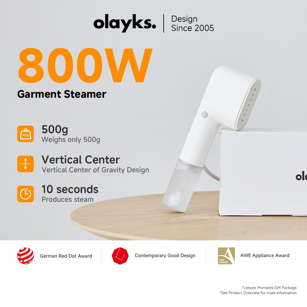 Olayks เครื่องรีดผ้าไอน้ำแบบพกพาสำหรับเดินทาง ใช้งานง่าย พกพาสะดวก อุ่นร้อนใน 15 วินาที แบบ 2 IN 1 (ใช้เป็นเครื่องรีดผ้าไอน้ำและเตารีดได้) น้ำหนักเพียง 1.1 ปอนด์ กำจัดรอยยับบนผ้าทุกชนิดได้อย่างมีประสิทธิภาพ