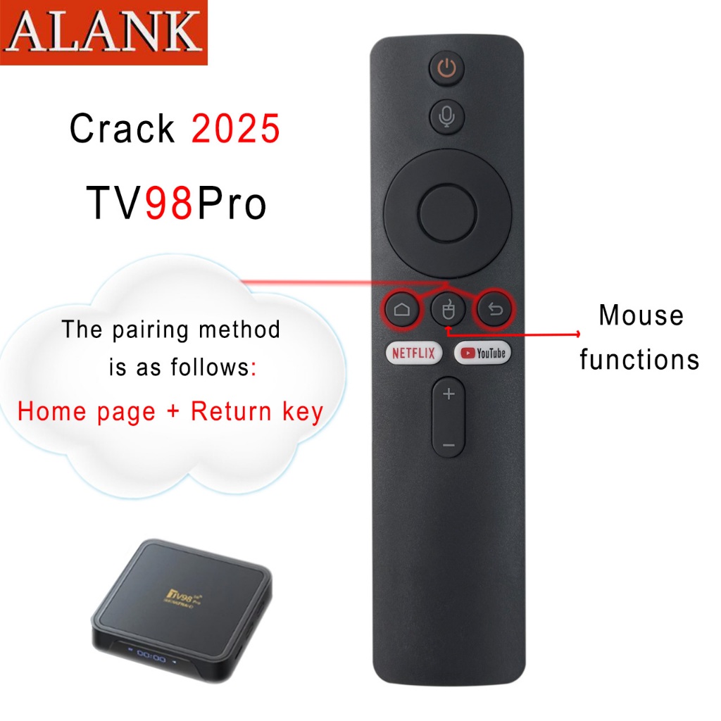 ALANK เหมาะสําหรับ Android TV Box รีโมทคอนโทรล TV98Pro รองรับการเชื่อมต่อบลูทูธ, เมาส์/ฟังก์ชั่นควบค