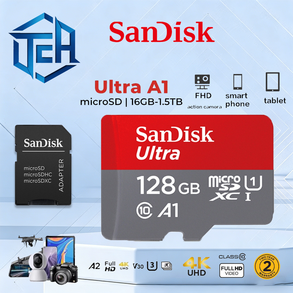 Sandisk Ultra Micro SD การ์ด 128GB ความเร็ว 140MB/s, 256GB ,512GB Class10 A1Speed 150MB/s SDXC (SDSQUAC) UHS-1 C10 U1 memory card โทรศัพท์ แท็บเล็ต APACER