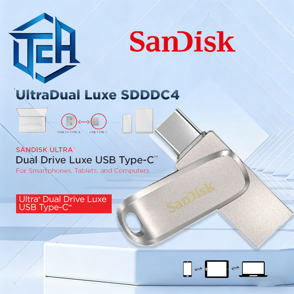 San/Disk Ultra Dual Drive Luxe USB Type-C 32GB 64GB 128GB 256GB (SDDDC4) แฟลชไดรฟ์ Flashdrive iPadPr
