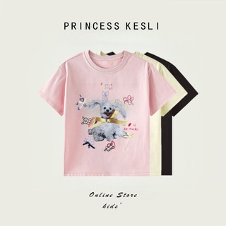 Princess Kesli เสื้อยืดเด็กผู้หญิง คอกลม พิมพ์ลายการ์ตูนน่ารัก ใส่สบาย สไตล์ลำลอง 2-12 ปี