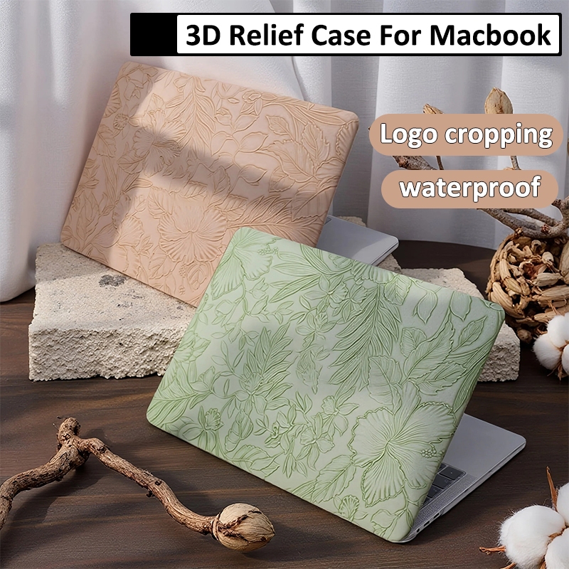 ซองหนัง PU สําหรับ apple macbook Air 13 Emboss ฝาครอบอุปกรณ์เสริม m2 m3 A3114 A3113 Pro 14 16 นิ้ว Air 13 2017 2020 2022 2023 2024 ฟรีฝาครอบคีย์บอร์ด