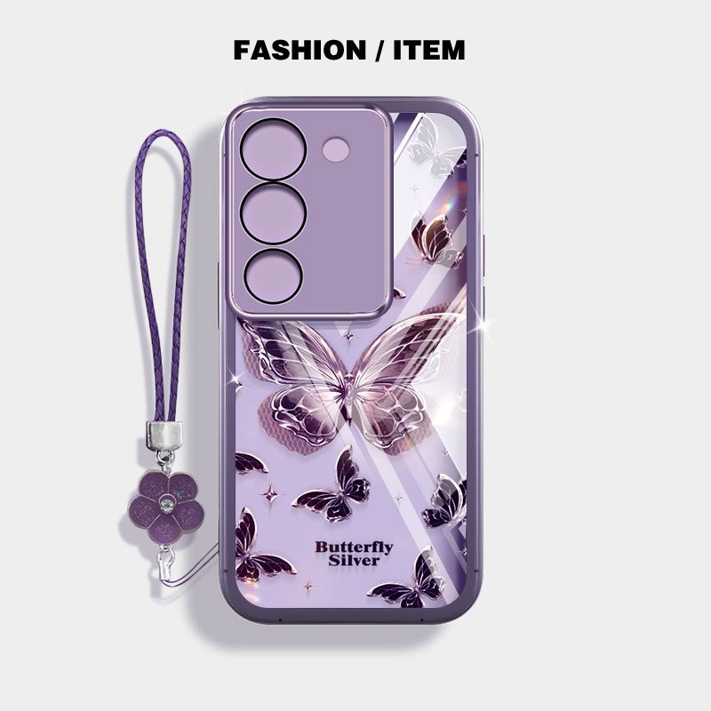 VRQR สําหรับ Vivo Y21d Y31d Y31 Y04 Y29S Y29 Y200 4G 5G Y19S Y100 (IDN) หมีและผีเสื้อใสกันกระแทกเคสโทรศัพท์พร้อมเชือกดอกไม้ ราคา ถูกที่สุด ดีลบีเคเค