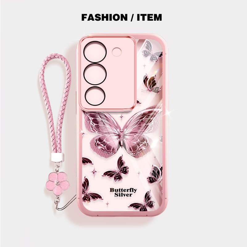VRQR สําหรับ Vivo Y21d Y31d Y31 Y04 Y29S Y29 Y200 4G 5G Y19S Y100 (IDN) หมีและผีเสื้อใสกันกระแทกเคสโทรศัพท์พร้อมเชือกดอกไม้ ราคา ถูกที่สุด ดีลบีเคเค แกลเลอรีภาพที่ 3