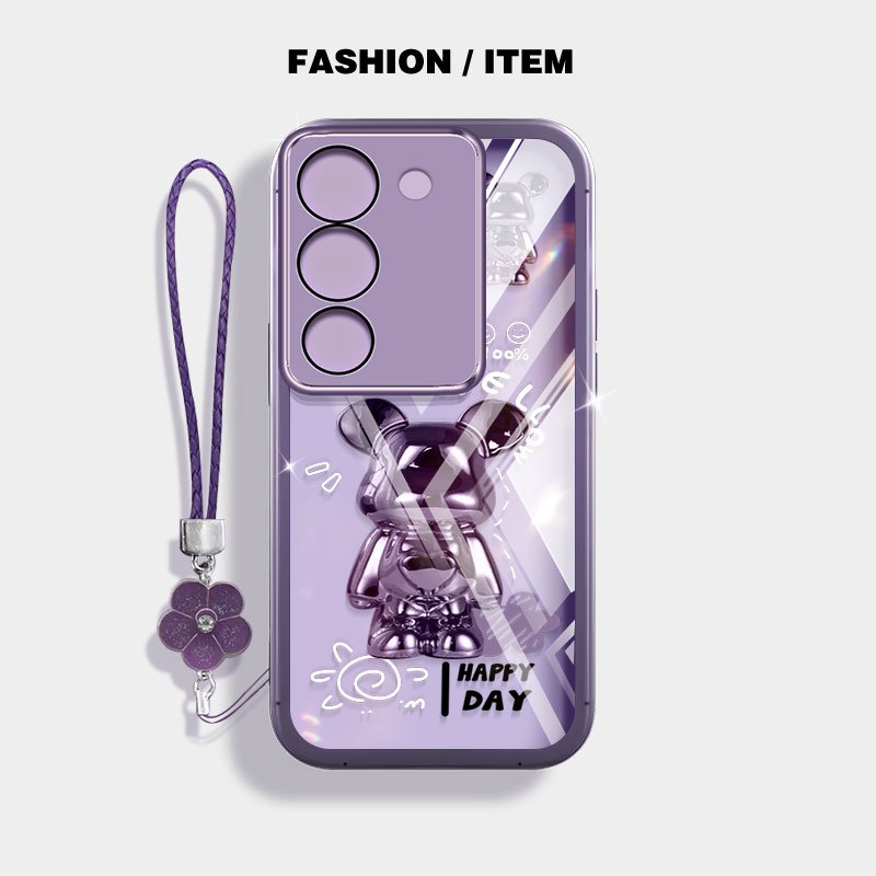 VRQR สําหรับ Vivo Y21d Y31d Y31 Y04 Y29S Y29 Y200 4G 5G Y19S Y100 (IDN) หมีและผีเสื้อใสกันกระแทกเคสโทรศัพท์พร้อมเชือกดอกไม้ ราคา ถูกที่สุด ดีลบีเคเค แกลเลอรีภาพที่ 6