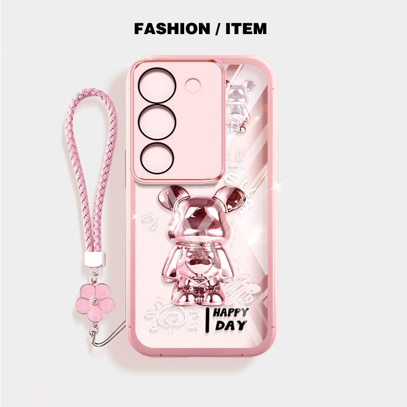 VRQR สําหรับ Vivo Y21d Y31d Y31 Y04 Y29S Y29 Y200 4G 5G Y19S Y100 (IDN) หมีและผีเสื้อใสกันกระแทกเคสโทรศัพท์พร้อมเชือกดอกไม้ ราคา ถูกที่สุด ดีลบีเคเค แกลเลอรีภาพที่ 7