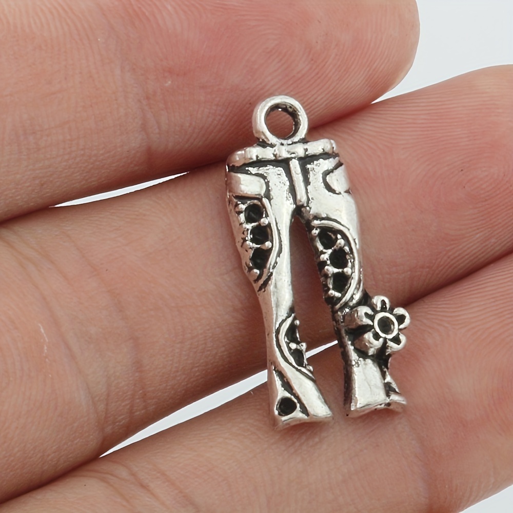 80 ชิ้นกางเกงยีนส์ดอกไม้ดอกไม้ Hippie กางเกง Charms Pendents สําหรับ DIY Crafting สร้อยคอเครื่องประด