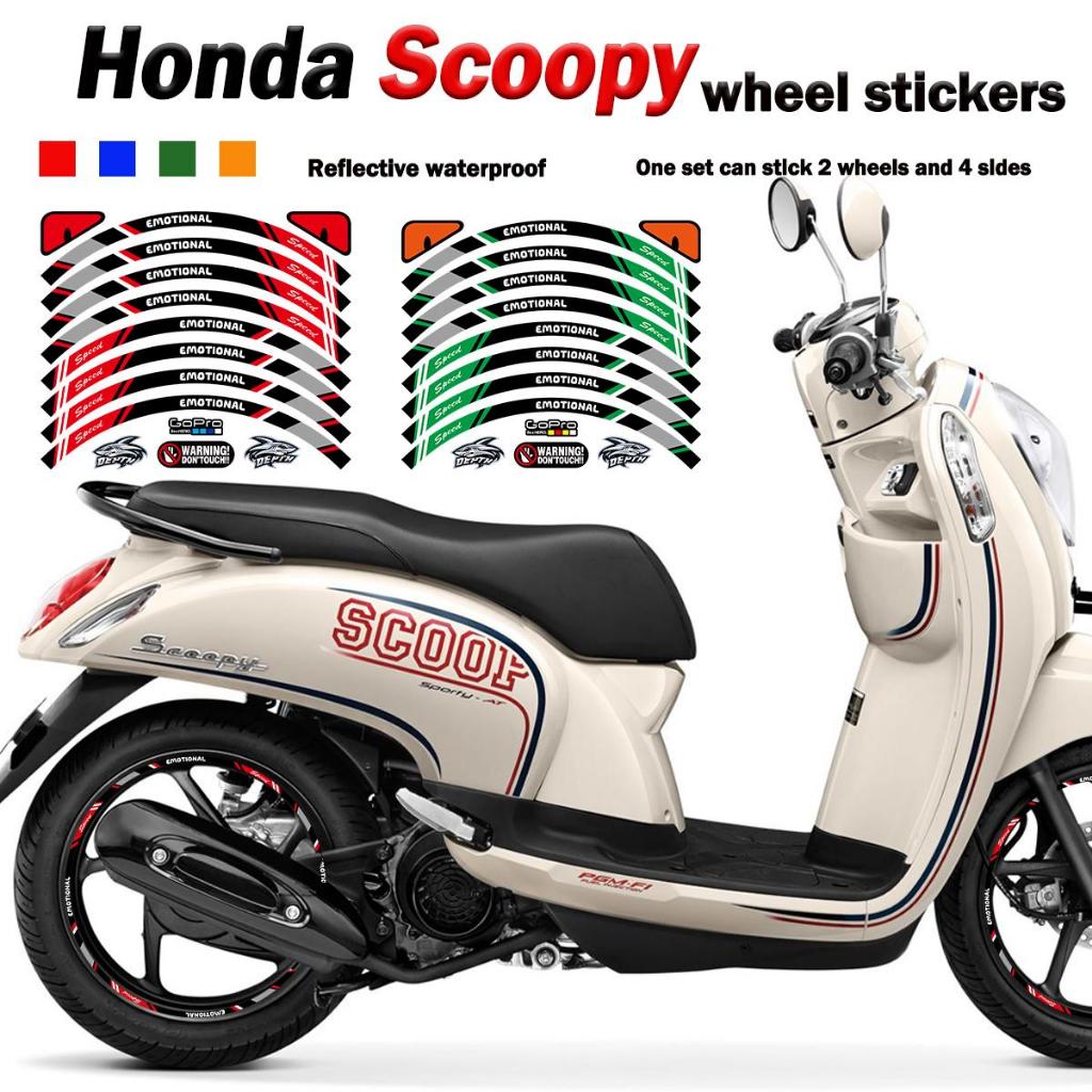 สติ๊กเกอร์ดุมล้อรถจักรยานยนต์ สำหรับ SCOOPY i Scoopy x Kuromi แต่งสวย  สติ๊กเกอร์ตกแต่งขอบล้อ สะท้อน