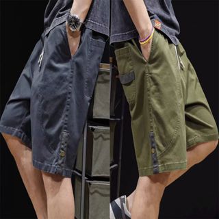 กางเกงห้าส่วนผู้ชาย ผ้าแข็งแรงทนทาน ทรงหลวม ไซส์ใหญ่ เอวยางย…