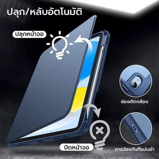 มัน 360° เคสหมุนได้สําหรับ iPad 12th/11th/10th/5th/4th A16 Pro 2025 11/12.9 M4 M5, Air 8/7/6/5/4/3/2/1 2025 M2 M3, Gen - 10.9/10.5.3/10.2 นิ้วพร้อมดินสอ
