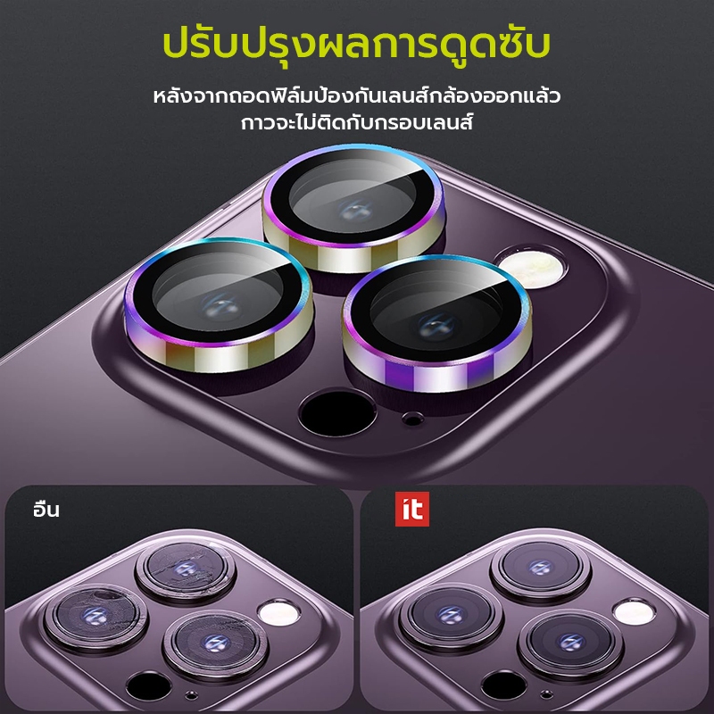 [IT]ฟิล์มกันรอยเลนส์กล้องเข้ากันได้กับiPhone 17 Pro Max/16 Pro/15 Pro Max/15 Pro/12 Pro Max,โลหะอลูมิเนียมอัลลอยด์ฝาครอบกระจกนิรภัยป้องกันหน้าจอกล้อง - รูปที่ 3