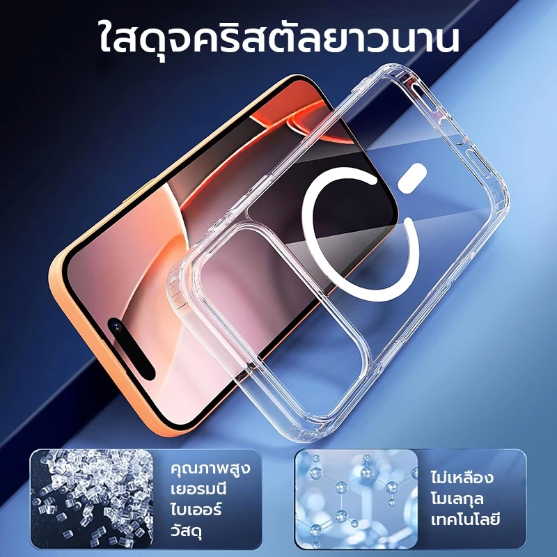 OSGEER สําหรับ iPhone 18 17 air 11/12/13/14/15/16 16e Pro เคสแม่เหล็ก, กันกระแทก, ทนต่อการเหลือง, Slim โปร่งใสพร้อมถุงลมนิรภัยเคสโทรศัพท์ป้องกัน thumbnail 4