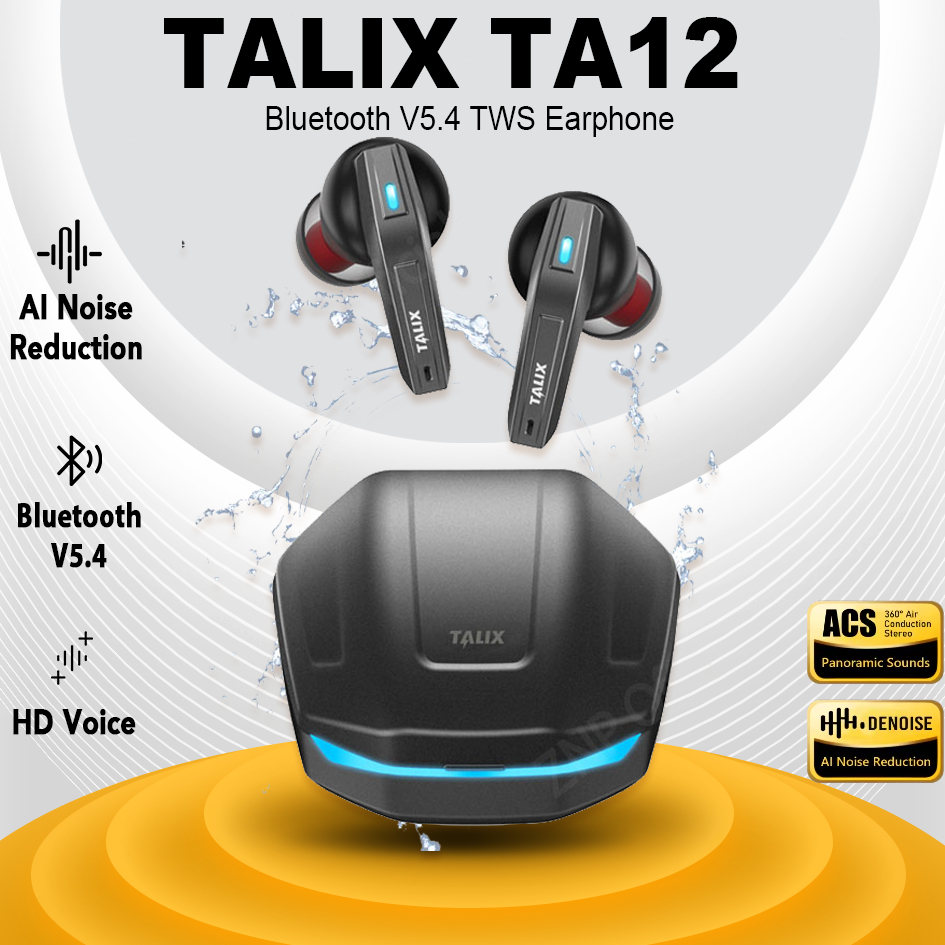 TA12 หูฟังแปลภาษา AI หูฟังบลูทูธ 5.4 เกมมิ่งไร้สาย TWS ชุดหูฟังสำหรับเล่นเกมเสียงดี HIFI ดีเลย์ต่ำ เล่นเกมลื่น ฟังเพลงคมชัด พร้อมไมโครโฟน