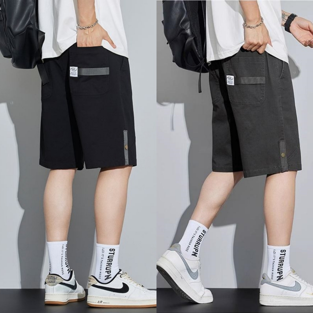 กางเกงขาสั้นผู้ชาย ผู้ชาย ทรงตรงพอดีตัว ใส่สบาย ผ้าทนทาน ไซส์ใหญ่ มีทั้งเอวยางและแบบเชือก