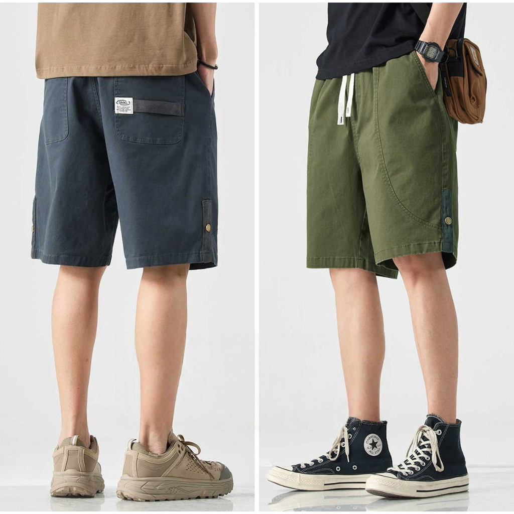 กางเกงขาสั้นผู้ชาย ผู้ชาย ดูเป็นทางการแต่สบาย กระเป๋าลับ ไซส์ใหญ่ ผ้ารีดง่าย ไม่ยับ เอวปรับได้