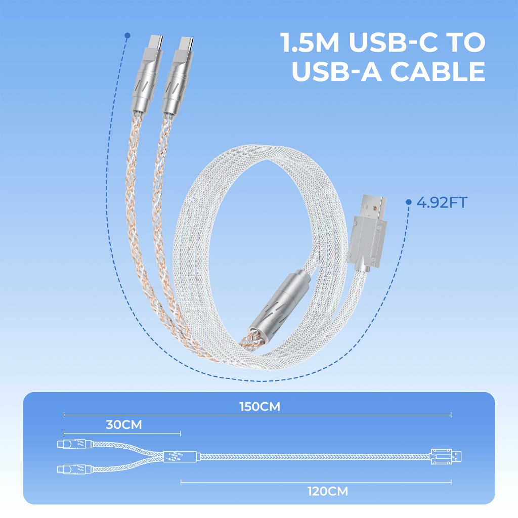 XVX Dual-Ended Glowing Aviation Plug Cable 1 2 in 1 Custom Keyboard Cable เข้ากันได้กับทั้งคีย์บอร์ด