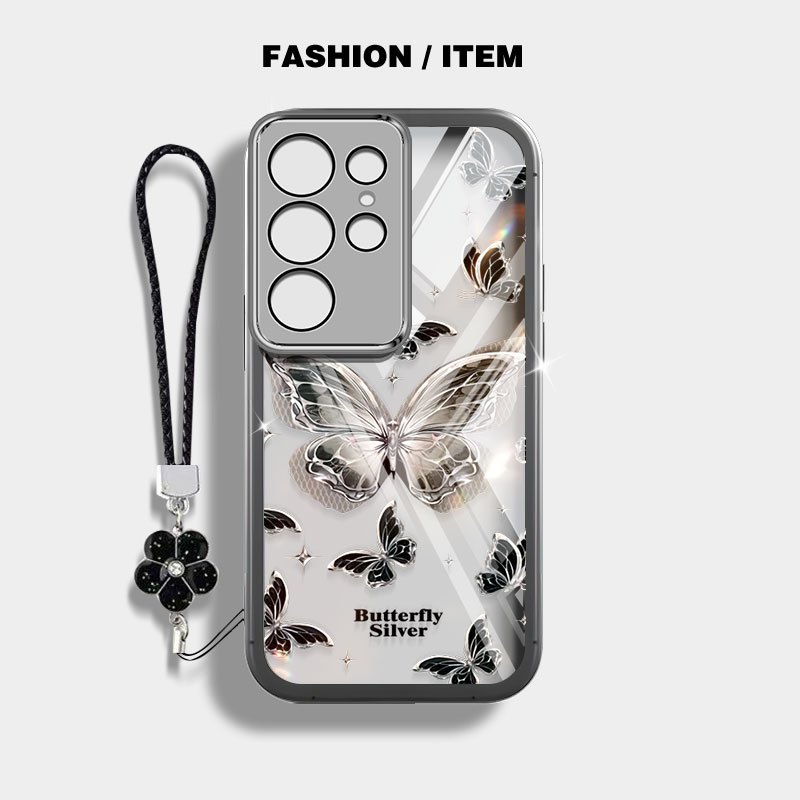 VRQR สําหรับ Samsung Galaxy S24 S25 S26 Plus S24 S25 S26 Ultra S24 S25 FE S24 + S25 + S26 + หมีและผีเสื้อใสกันกระแทกเคสโทรศัพท์พร้อมเชือกดอกไม้ ราคา ถูกที่สุด ดีลบีเคเค แกลเลอรีภาพที่ 6