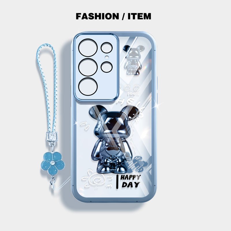 VRQR สําหรับ Samsung Galaxy S24 S25 S26 Plus S24 S25 S26 Ultra S24 S25 FE S24 + S25 + S26 + หมีและผีเสื้อใสกันกระแทกเคสโทรศัพท์พร้อมเชือกดอกไม้ ราคา ถูกที่สุด ดีลบีเคเค แกลเลอรีภาพที่ 8