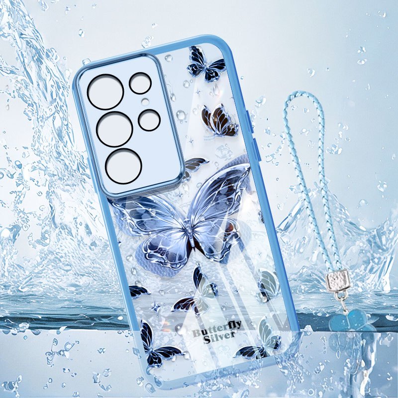 VRQR สําหรับ Samsung Galaxy S24 S25 S26 Plus S24 S25 S26 Ultra S24 S25 FE S24 + S25 + S26 + หมีและผีเสื้อใสกันกระแทกเคสโทรศัพท์พร้อมเชือกดอกไม้ ราคา ถูกที่สุด ดีลบีเคเค แกลเลอรีภาพที่ 9