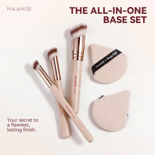 MAANGE ชุดแปรงแต่งหน้ามืออาชีพ 3 ชิ้น ขนแปรงนุ่ม ประกอบด้วยพัฟแป้งทรงสามเหลี่ยม 51254