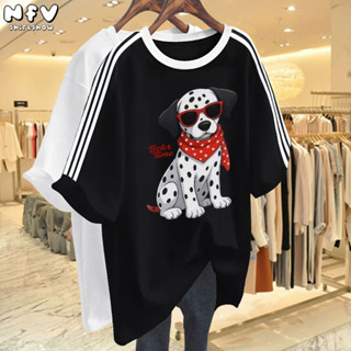 NFV แฟชั่นเกาหลี🐶เสื้อยืดแขนสั้นคอกลม ลายหมาน้อยน่ารัก overs…