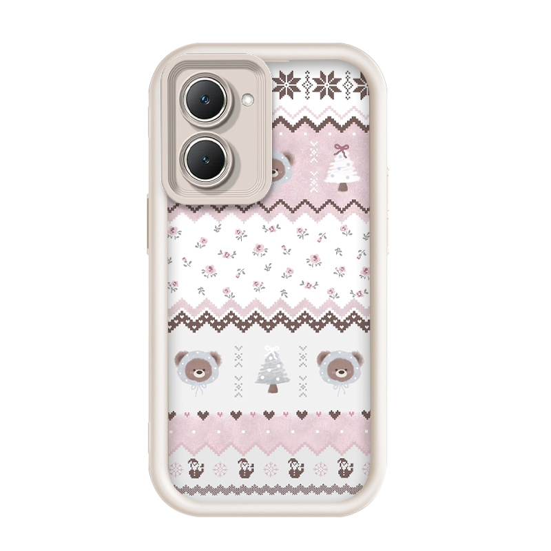 สําหรับ Vivo Y28s/Vivo Y28e,ภาพหมีดอกไม้ต้นไม้,เคสโทรศัพท์ซิลิโคนป้องกันการตกหล่น