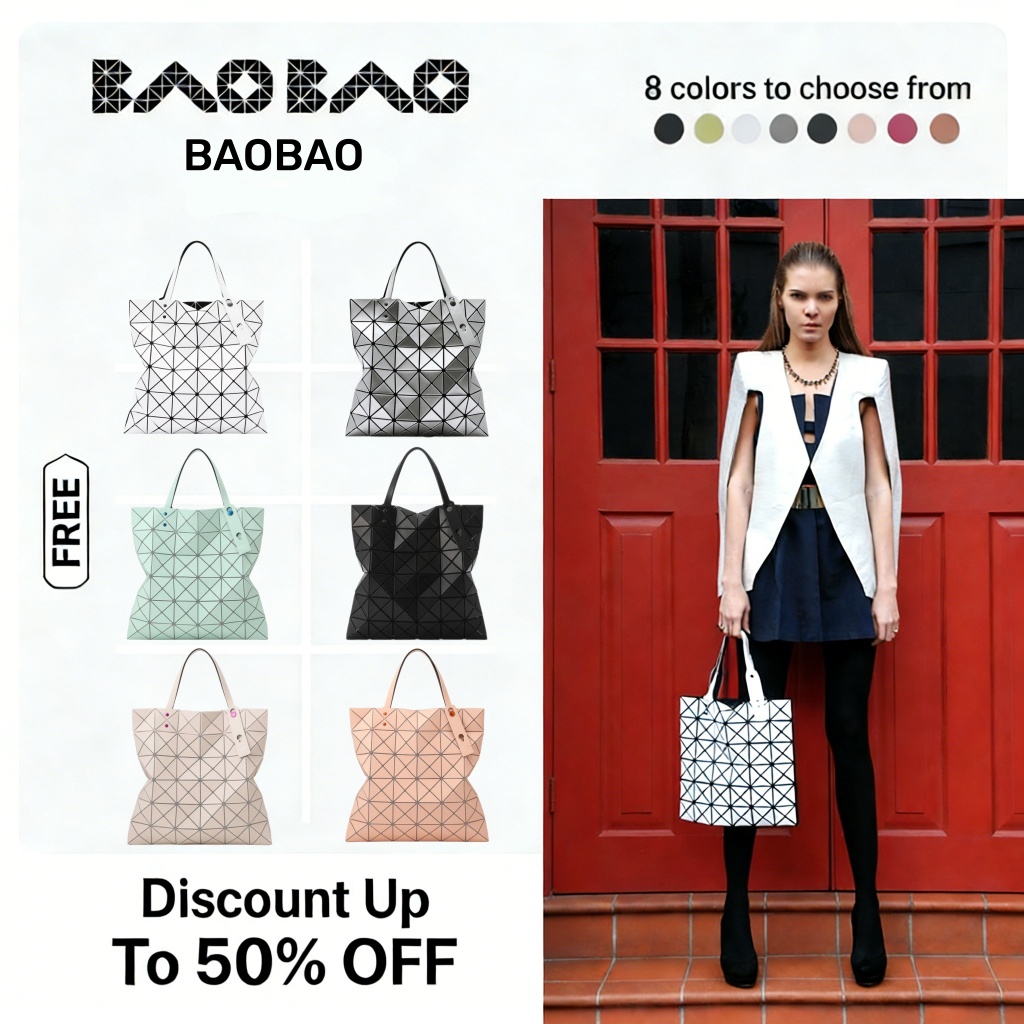 BAO BAO ISSEY MIYAKE 6x6 Lucent กระเป๋าถือขนาดใหญ่สำหรับสุภาพสตรี