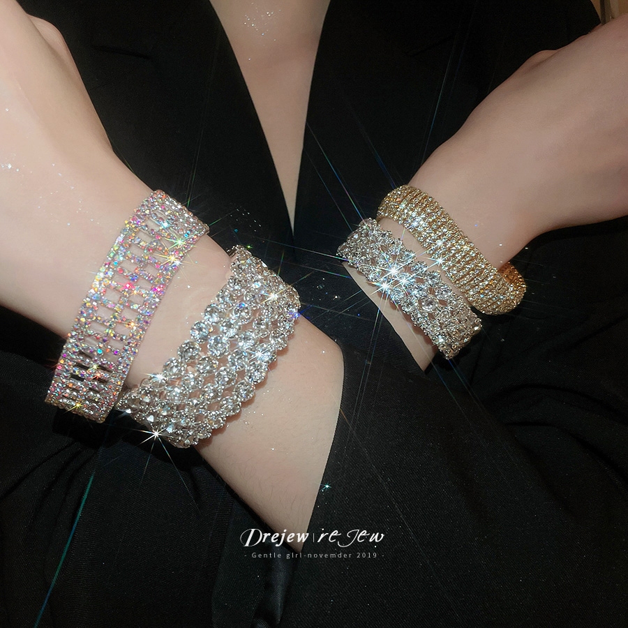 เดรช สร้อยข้อมือ พลอยเทียม ผู้หญิงสีทอง/สีเงินโทนประกายไฟออกแบบพรรคแฟชั่นทุกวันอินเทรนด์เครื่องประดับอุปกรณ์เสริม