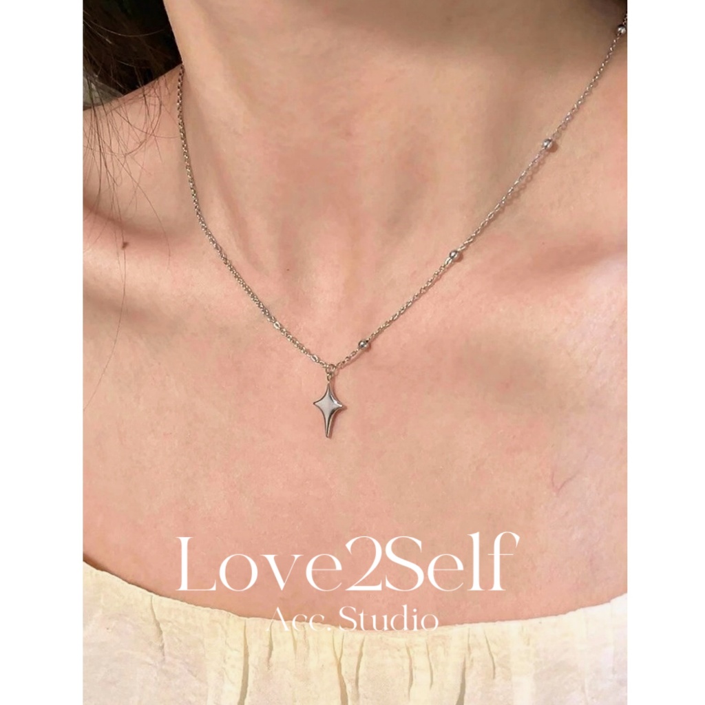 Love2Self X153 Minimalist ลูกปัดโซ่ Cross Star จี้สร้อยคอสําหรับผู้หญิงสวมใส่ทุกวัน