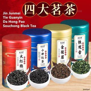 ชาจีน 4 กระป๋อง 4大茗茶 原产地中国茶叶 （金骏眉，铁观音，大红袍，正山小种罐装 500g） ชาอู่หลง ชาดํา