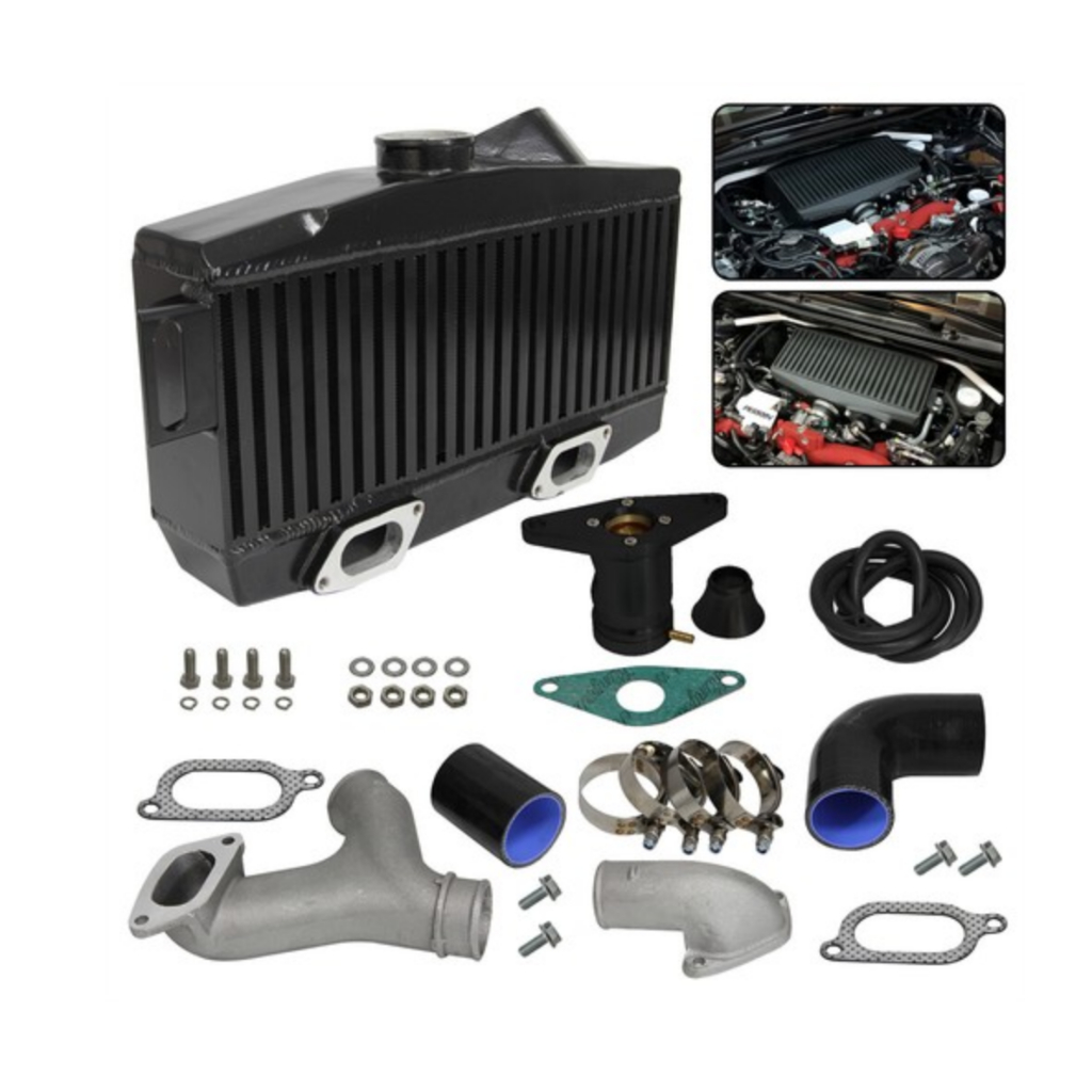 Top-Mount Intercooler ท่อท่อชุดสําหรับ 08-20 Subaru WRX STI EJ255 EJ257 + BOV สีดํา