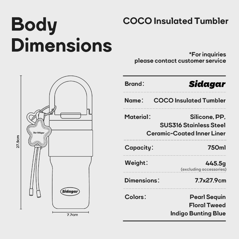 Sidagar แก้วน้ำเก็บความเย็น 750ml เคลือบเซรามิค เก็บได้ทั้งความร้อน แก้วเก็บความเย็น แก้วน้ำ​ ของขวัญวาเลนไทน์ - รูปที่ 7
