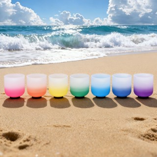 Hye-eun 6 นิ้ว/7 นิ้วไล่โทนสี Frosted Quartz คริสตัลชามร้องเ…