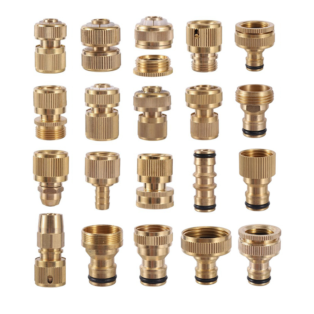 1/2'' 3/4'' 1'' ท่อทองเหลืองเชื่อมต่ออย่างรวดเร็วน้ําหยุดฟิตติ้งด้ายทองแดงแตะ การมีเพศสัมพันธ์ สวนรดน้ําปืนอะแดปเตอร์ 1 ชิ้น