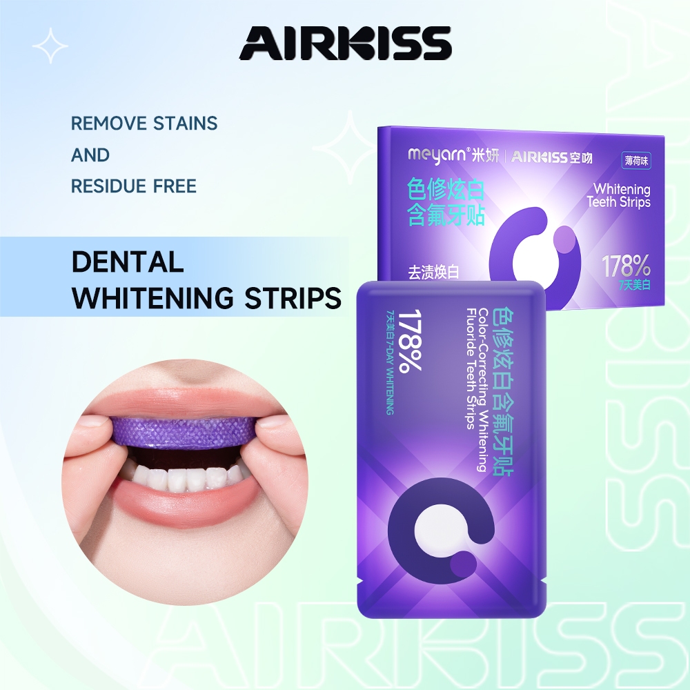 AIRKISS แผ่นแปะฟอกฟันขาว ขจัดคราบ 14 ชิ้น