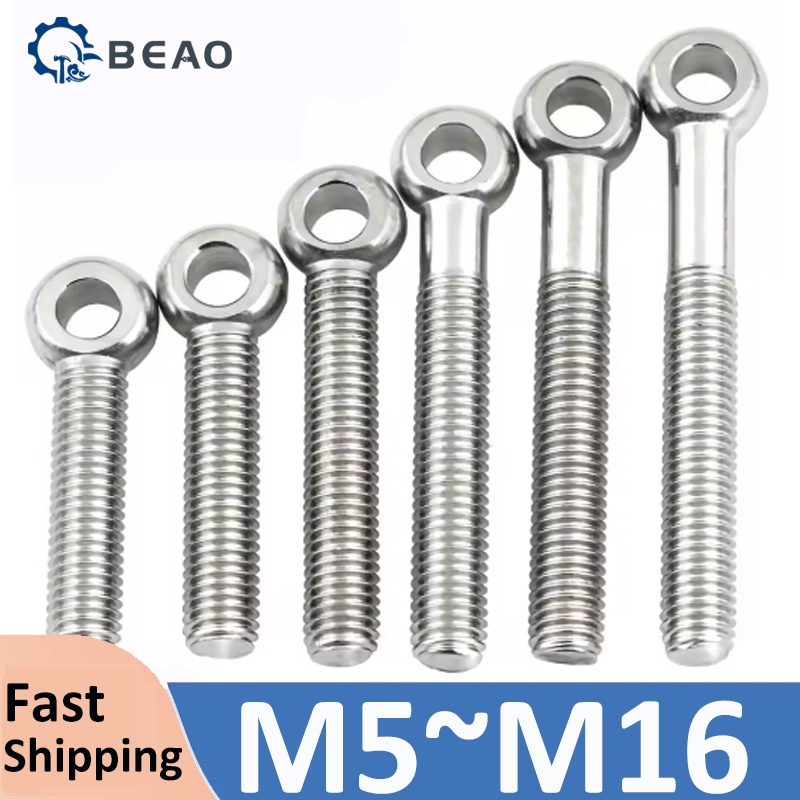 M5 M6 M8 M10 M12 M14 M16 304 สแตนเลสสตีลแหวน Link Bolt Fisheye Eye Slip Hole สกรู Live Bolt Fisheye 