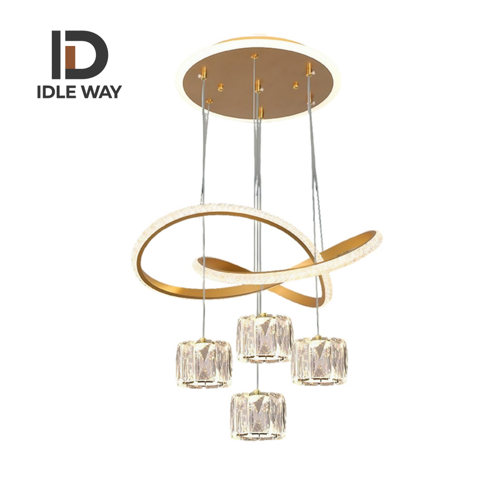 IDLEWAY โคมไฟระย้าคริสตัล [รุ่น 2553/2555] โคมไฟระย้าคริสตัล 3 สี เหมาะสำหรับห้องนั่งเล่นและร้านอาหาร ดีไซน์โครงโคมไฟเรืองแสง พร้อมฐานกระจายแสง