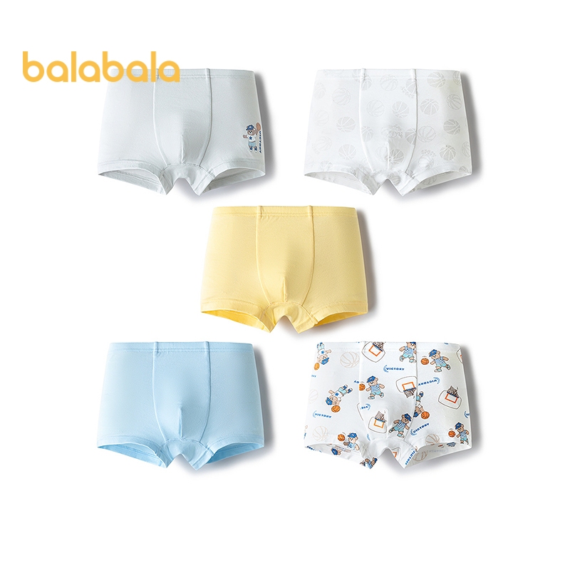 Balabala Boys ชุดชั้นใน 5 ชิ้น สำหรับเด็ก ทำจากคอตตอนระบายอากาศ น่าสวมใส่ทั้งวันและโรงเรียน