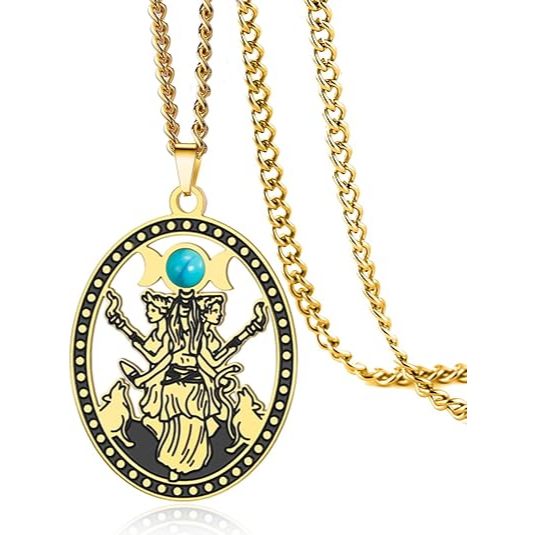 LIKGRET สร้อยคอกลีบเดือนสามวงสแตนเลส พร้อมจี้ Hekate เครื่องประดับสำหรับผู้ใหญ่