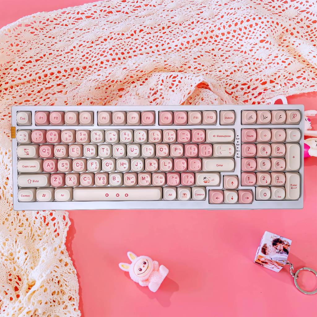 MATHEW X98 Pink Thai Mechanical Keyboard 98% เค้าโครงแสง Hot-Swappable Switches พร้อม Numberpad สําห